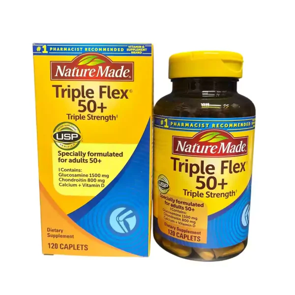 گلوکزامین +۵۰ ۱۲۰ تایی نیچرمید اصل | Nature Made Glucosamine Chondroitin Complex with MSM 120 Caplets